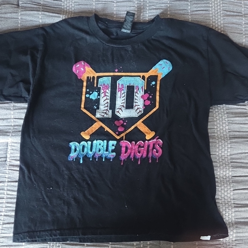 Double Digits Black Graphic Kids T-Shirt